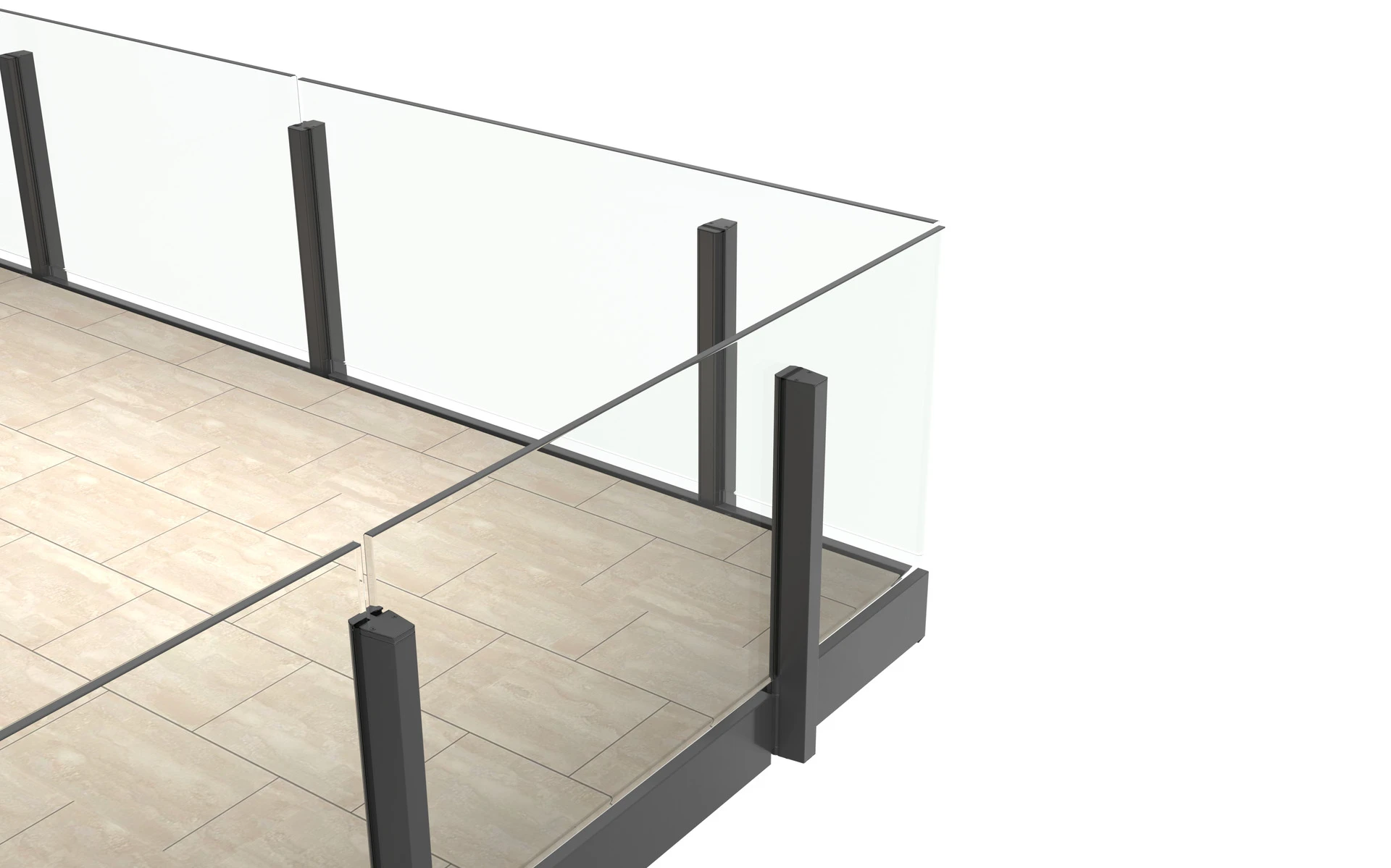 Moderne Glasgeländer auf einer Terrasse